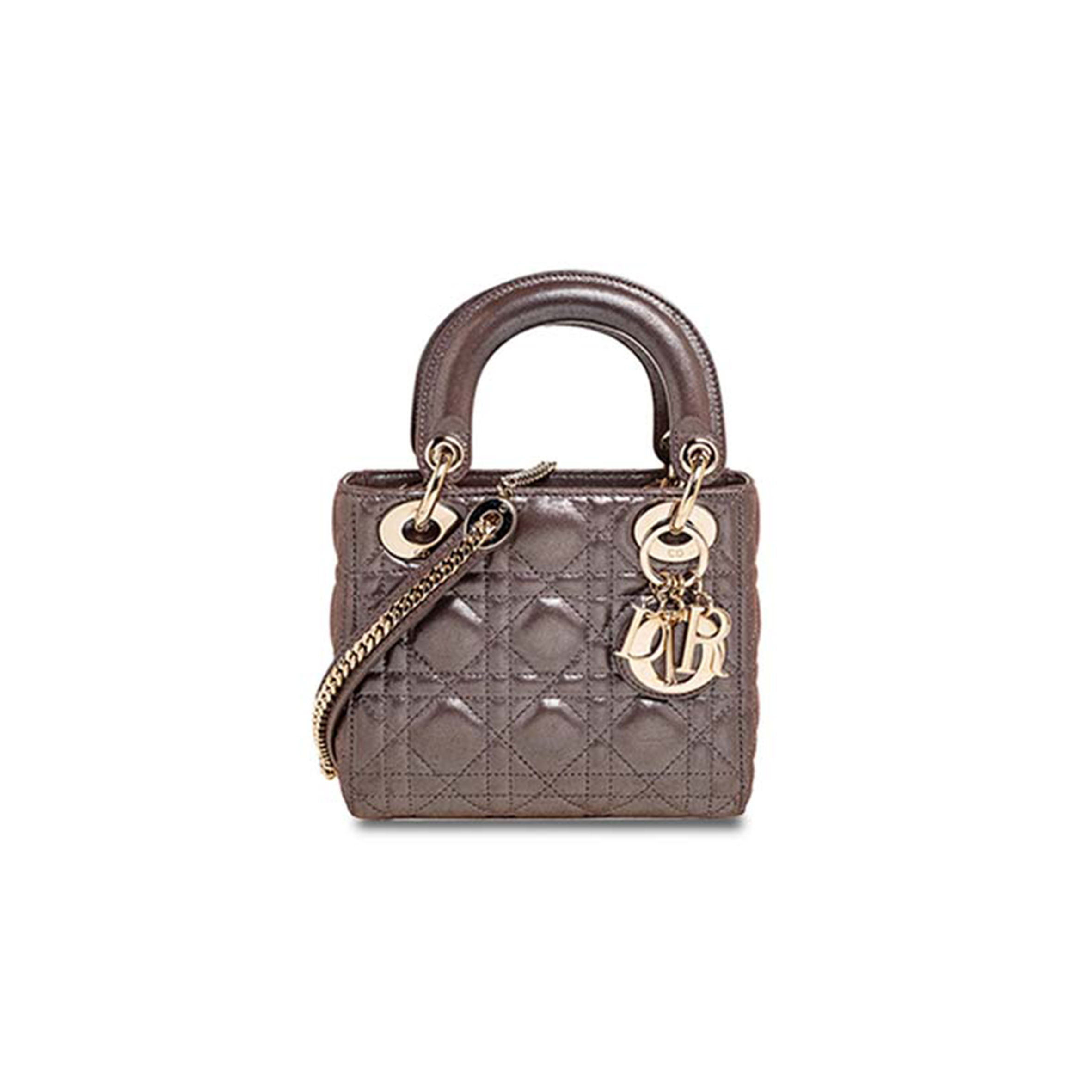 D*or metallic bronze cannage leather mini chain lady (17*15*7cm)